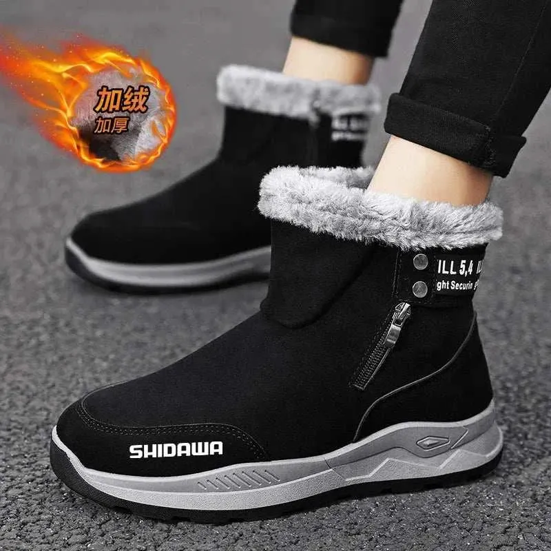 2024 Men Winter Plush Thicken Fishing Boots Fashion Casual Sports Shoes Outdoor Warm Non Slip High Top Climbing Shoes Snow Boots