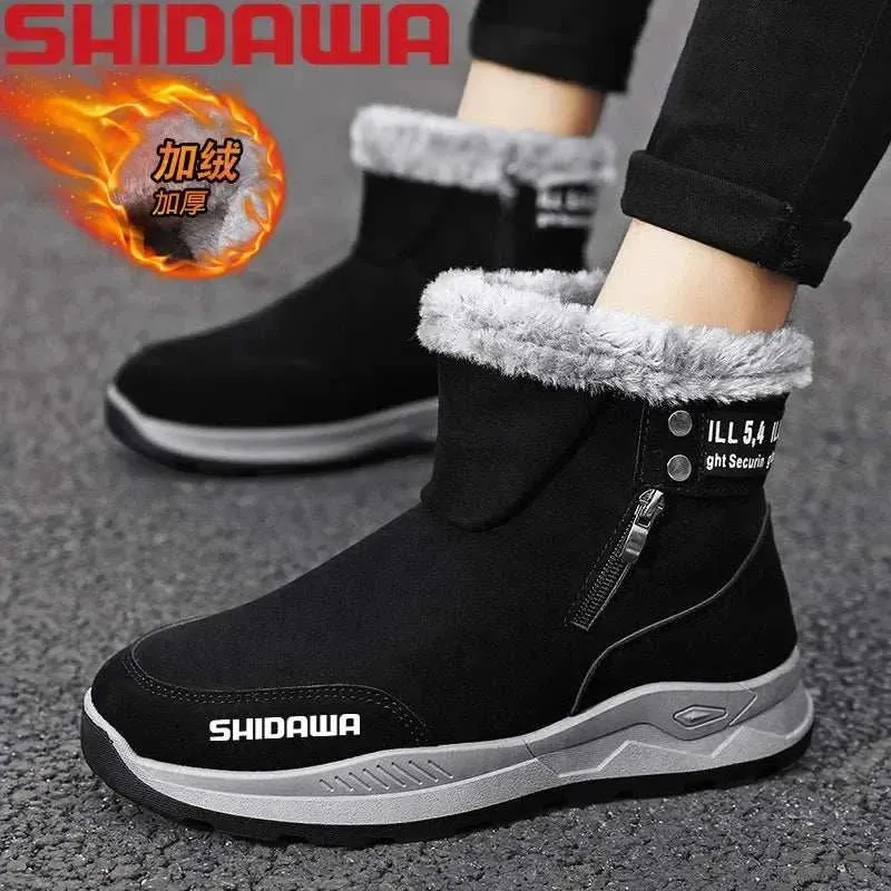 2024 Men Winter Plush Thicken Fishing Boots Fashion Casual Sports Shoes Outdoor Warm Non Slip High Top Climbing Shoes Snow Boots