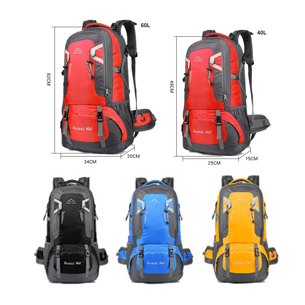 60L Waterproof Nylon Hiking Backpack w/ Padded Straps