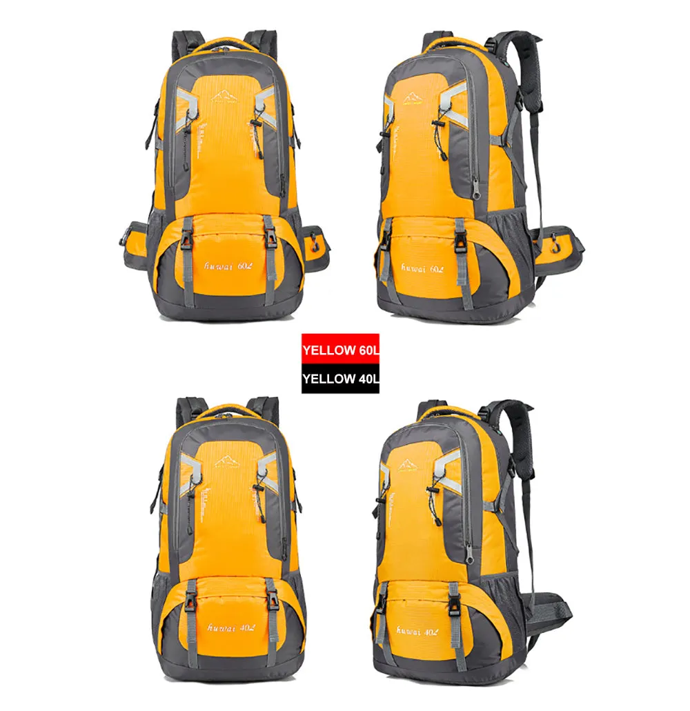 60L Waterproof Nylon Hiking Backpack w/ Padded Straps