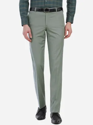 Army Green Solid Slim Fit Formal Trouser | Metal