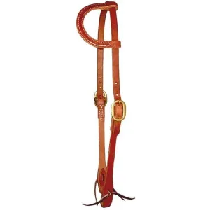 Berlin Custom Leather Sliding One Ear Headstall with Ties