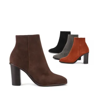 CHANNI - chunky heel suede ankle boots