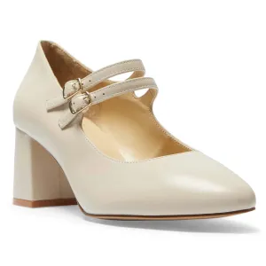 Claire Heel in Ivory Leather