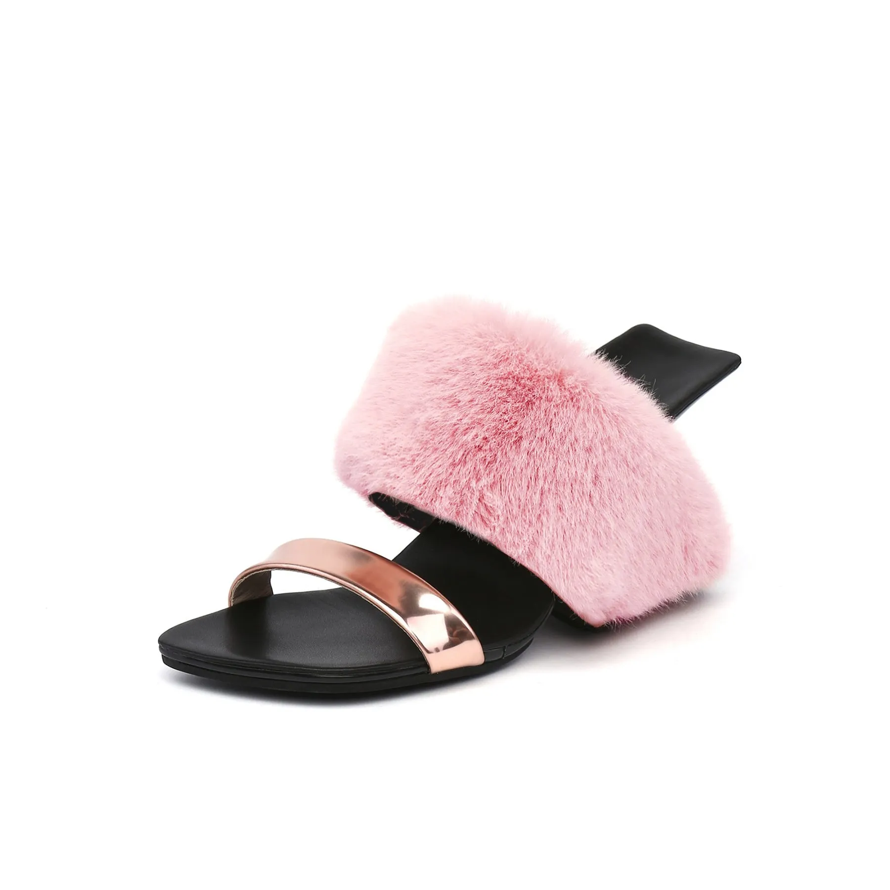 Fluffy Faux Fur Wedge Mules