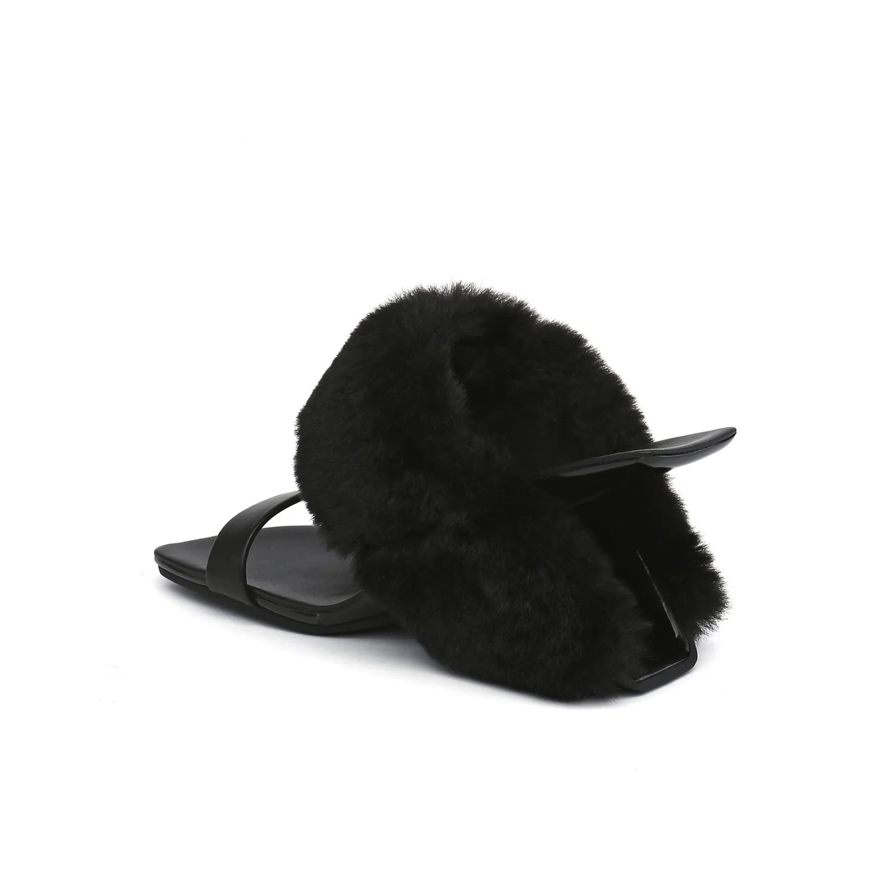 Fluffy Faux Fur Wedge Mules