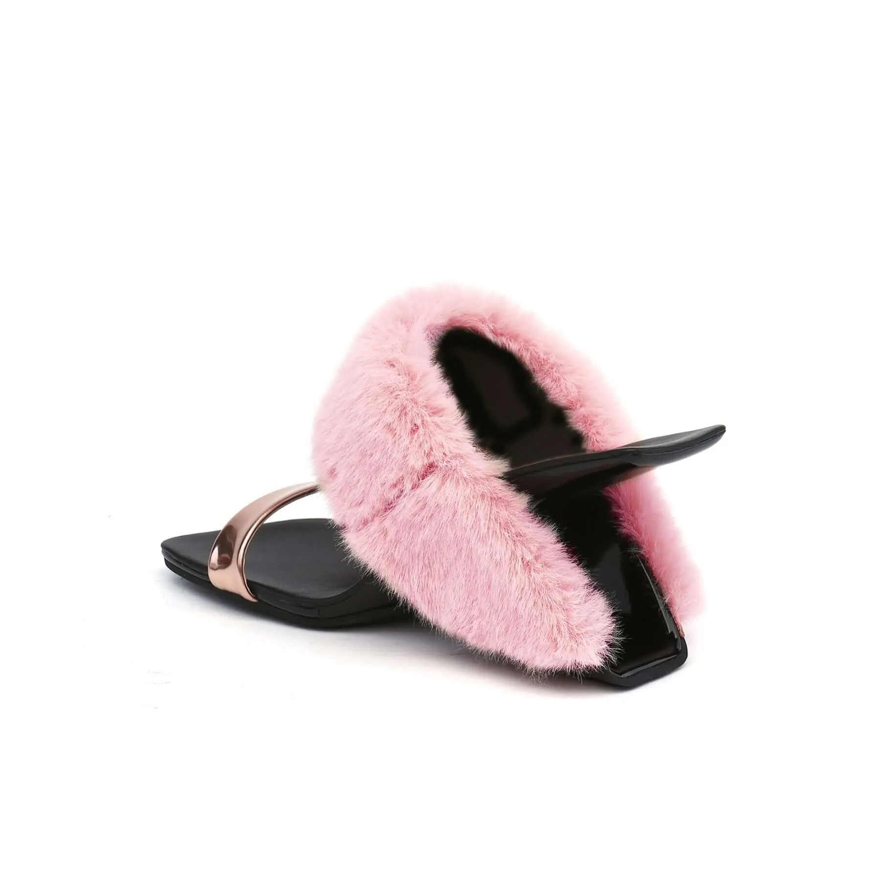 Fluffy Faux Fur Wedge Mules