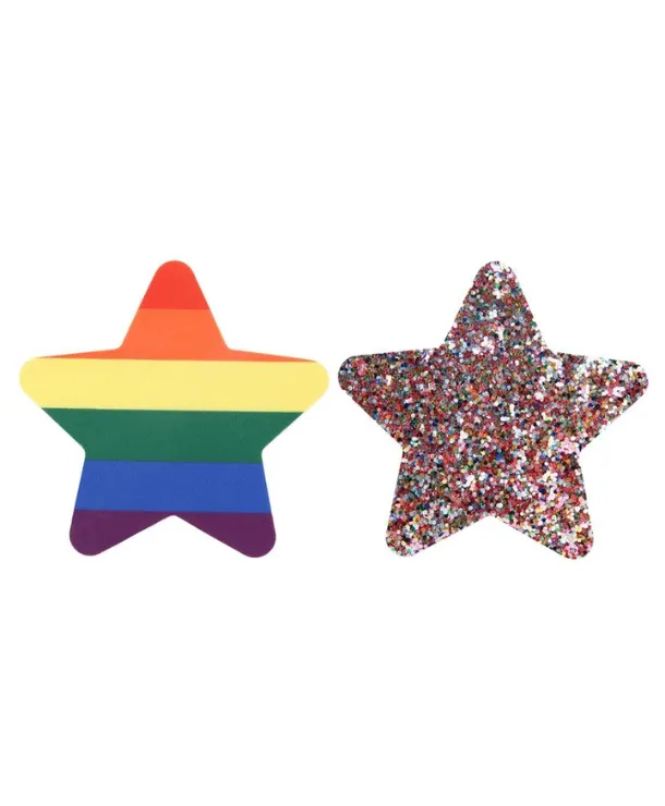 .Glitter Star Pasties in Pride Rainbow