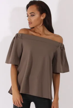 Grey Bardot Split Back Top - Aurora