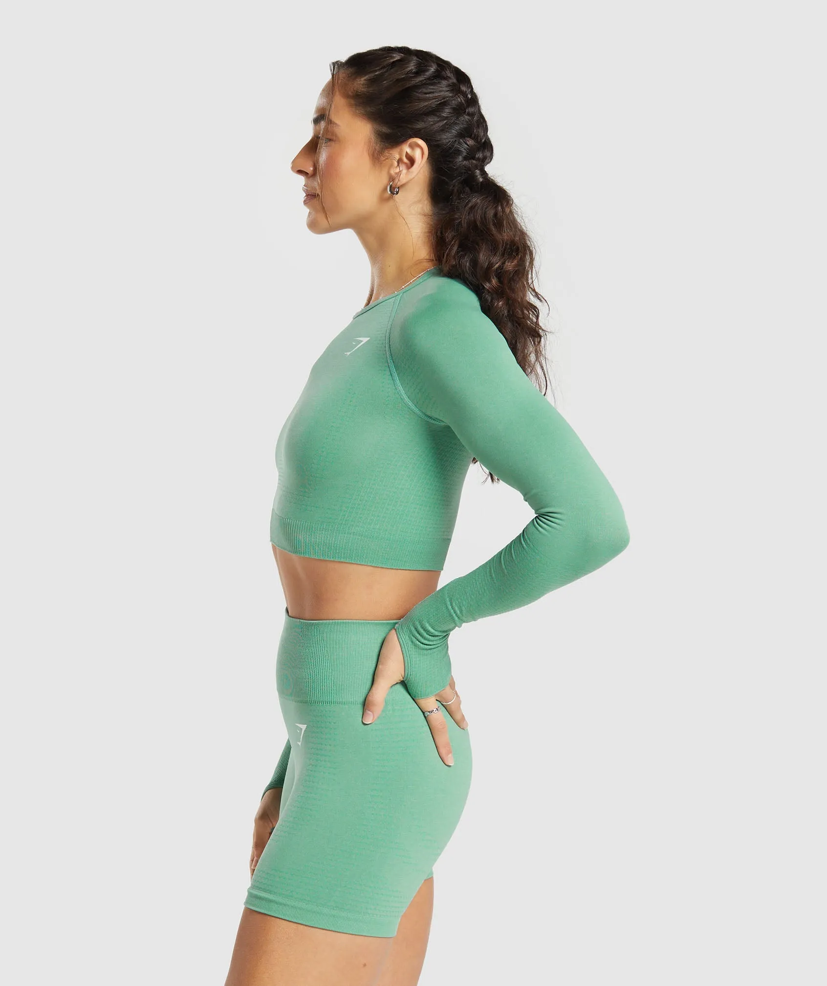 Gymshark Vital Seamless 2.0 Crop Top - Lagoon Green/ Marl