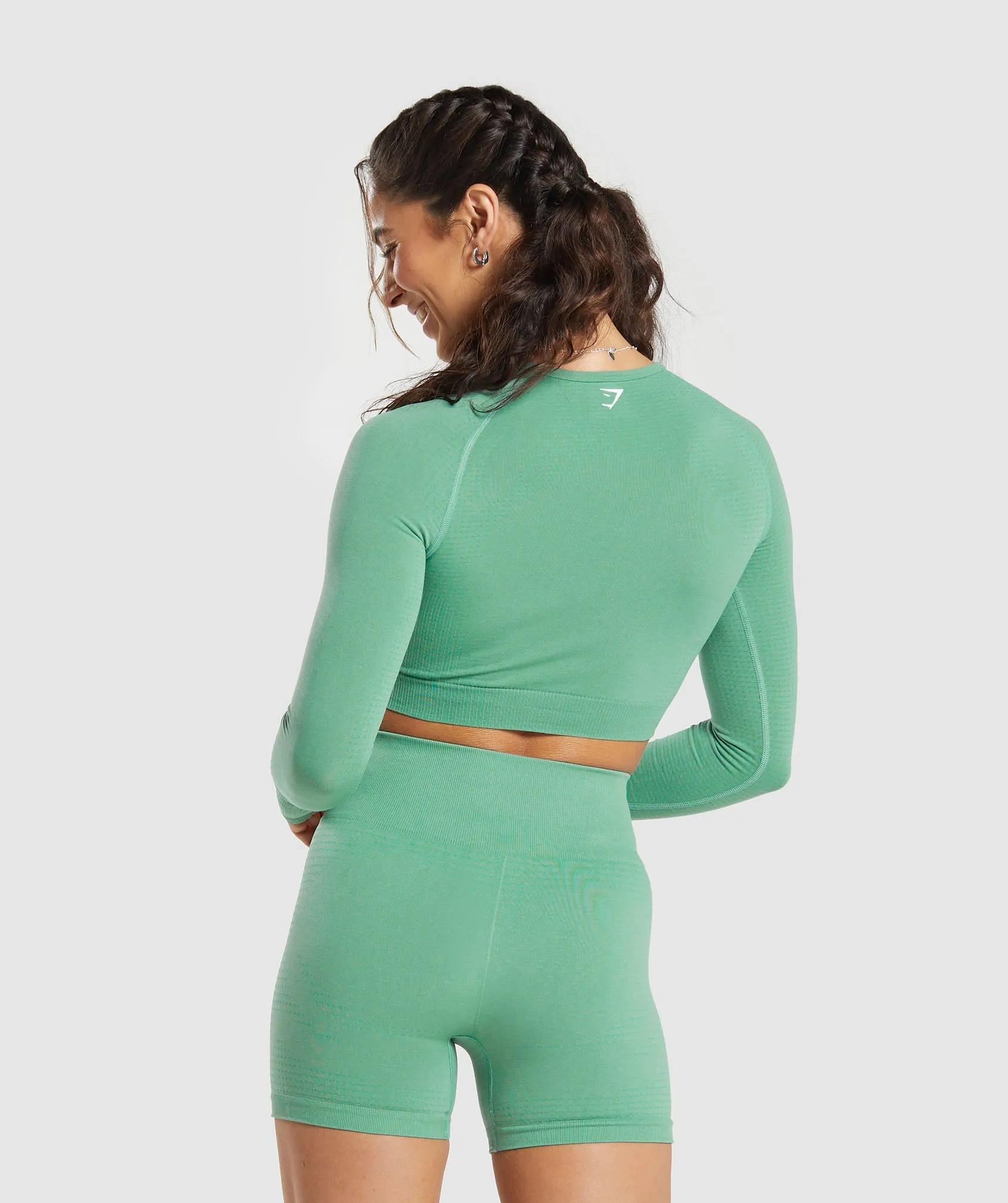 Gymshark Vital Seamless 2.0 Crop Top - Lagoon Green/ Marl