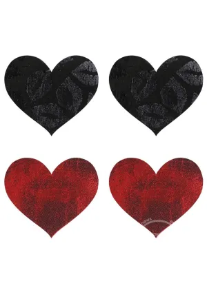 .Heart Pasties in Black & Red