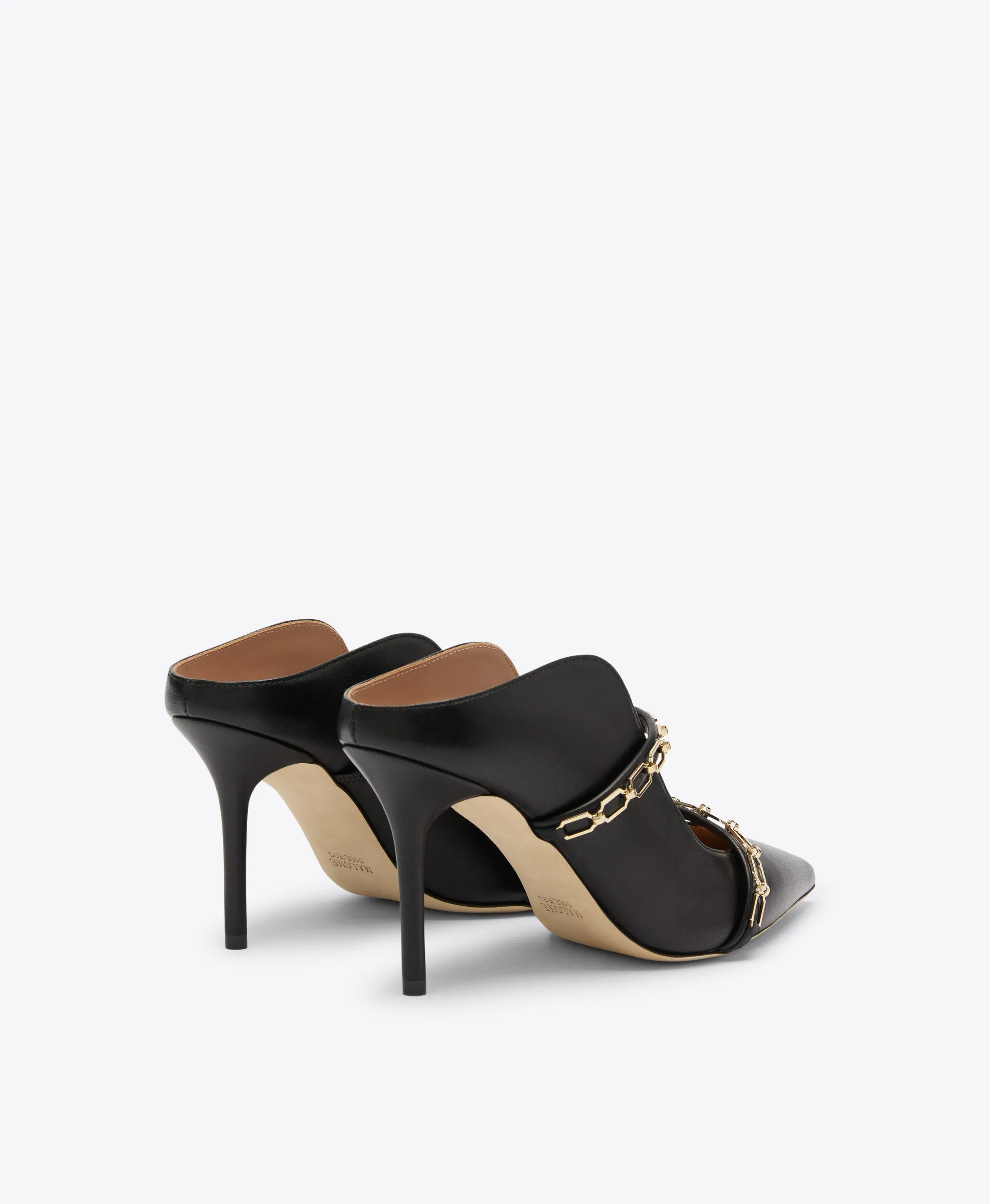 Maureen 85 Black Leather Mules