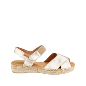 Metallic Leather Wedge Espadrille for Women - Emily-P