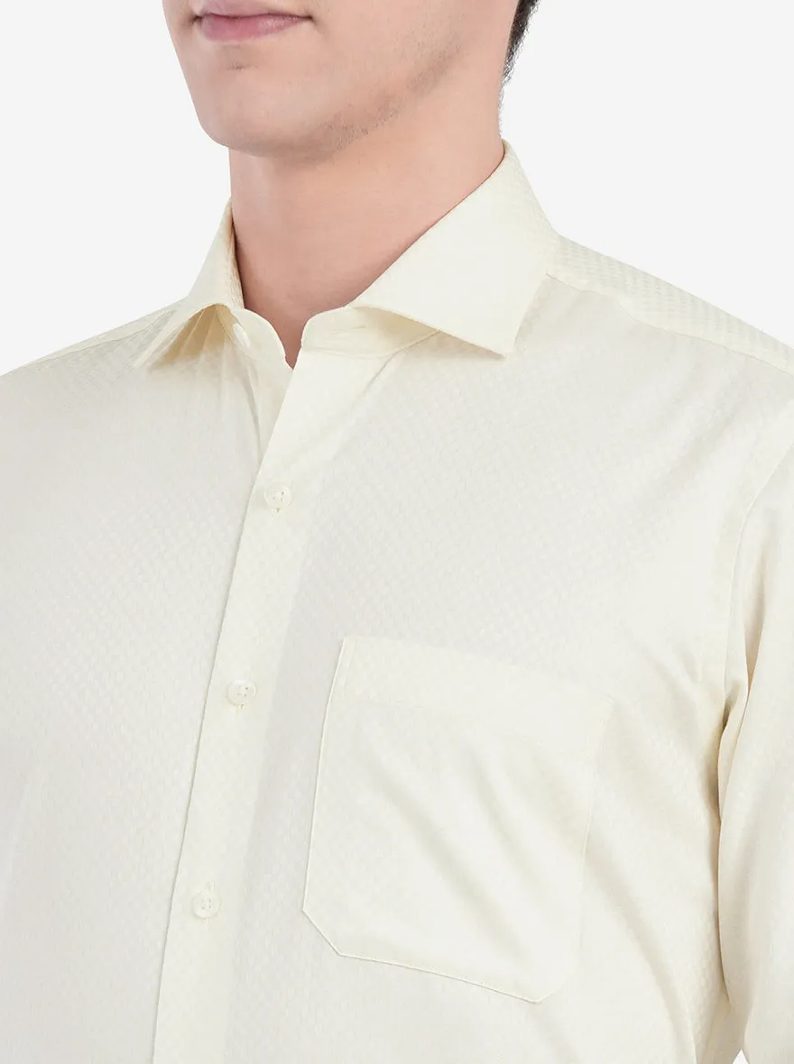 Pearl Yellow Dobby Slim Fit Formal Shirt | Metal