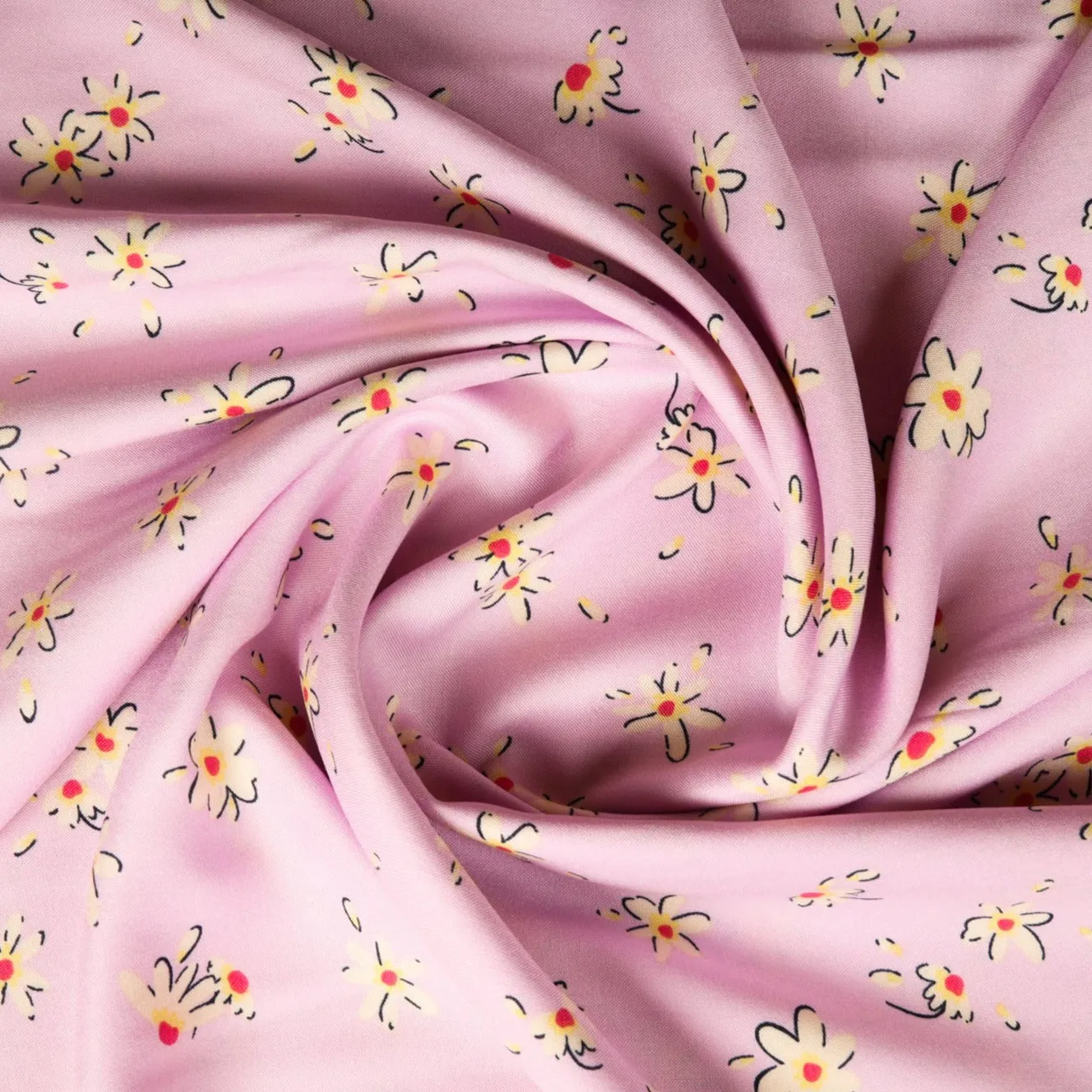 Pink Floral Print Rayon Fabric