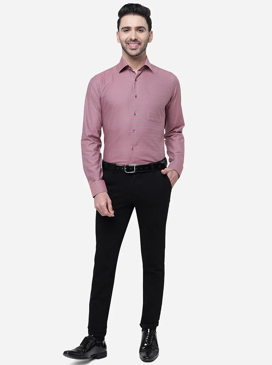 Pink Striped Slim Fit Formal Shirt | JadeBlue