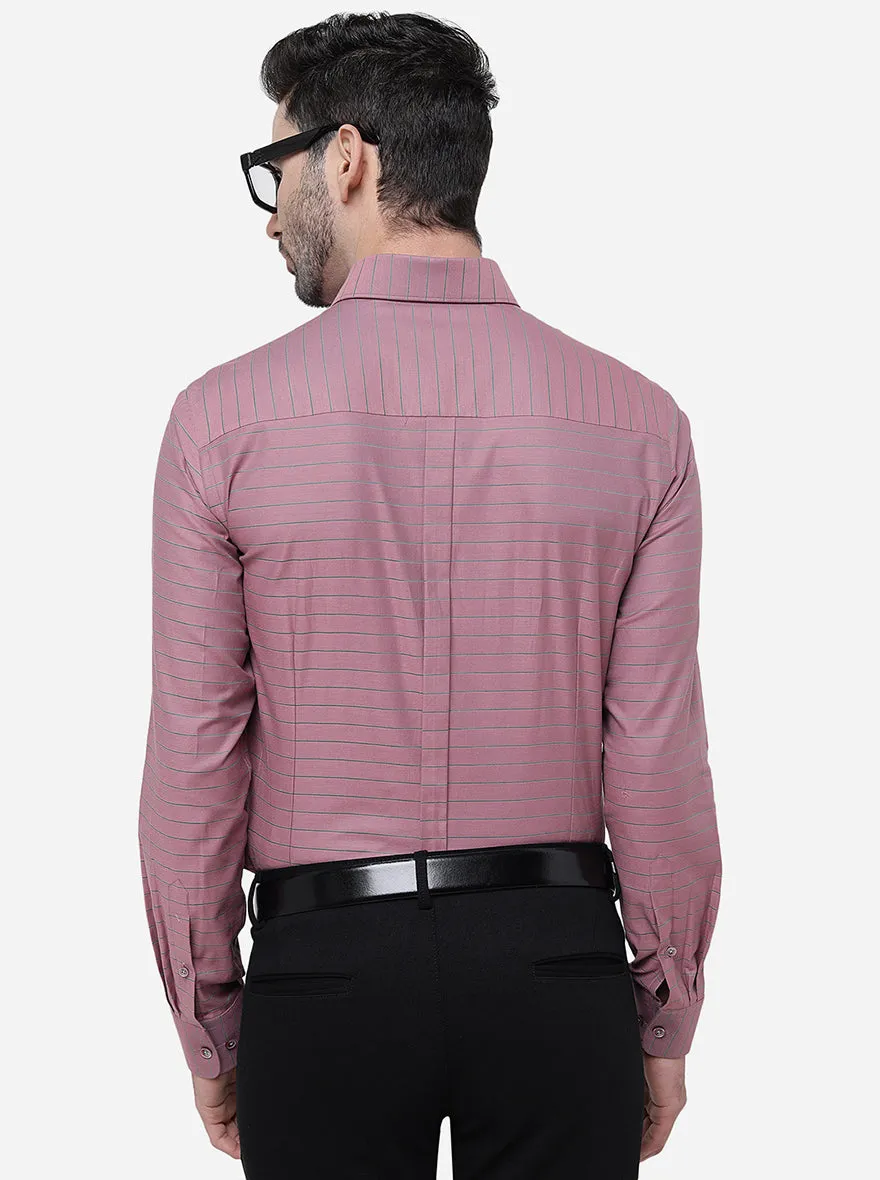 Pink Striped Slim Fit Formal Shirt | JadeBlue