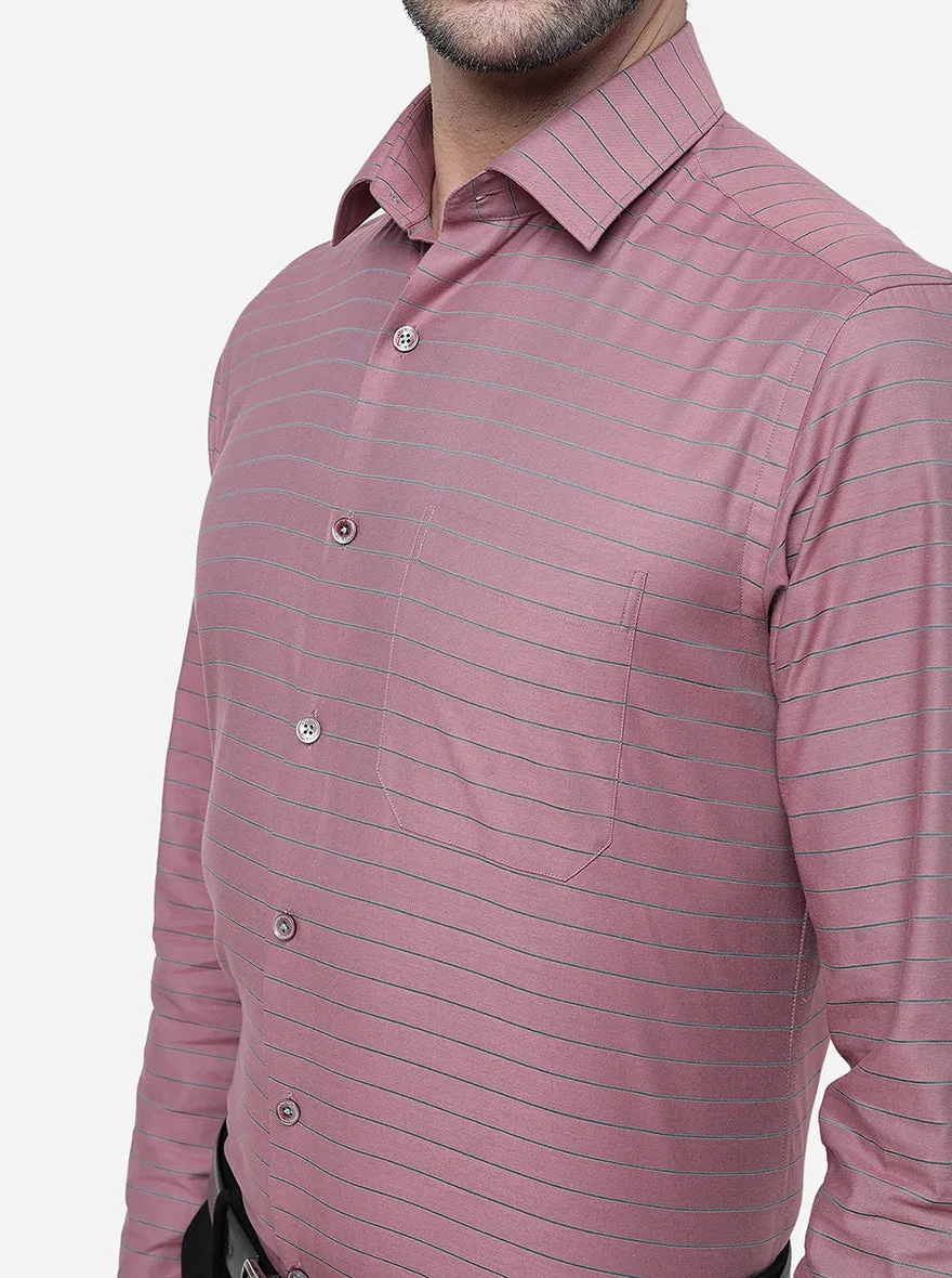 Pink Striped Slim Fit Formal Shirt | JadeBlue