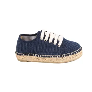 Plain Cotton Blend Platform Espadrille for Kids - Emy-CR