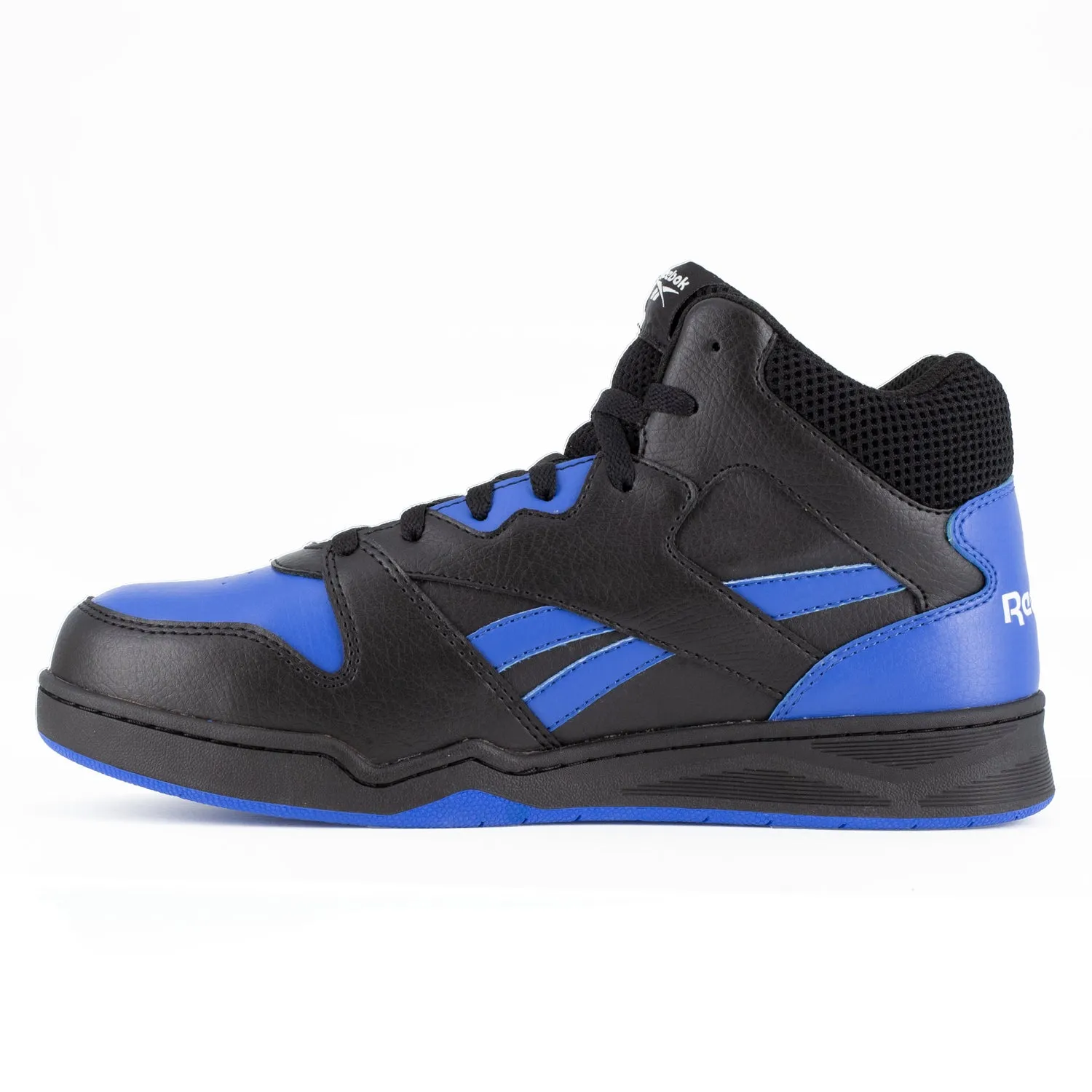 Reebok Mens Black/Blue Leather Work Boots High Top Sneaker Int Met Guard