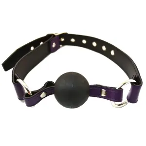 Rouge Garments Leather Purple Ball Gag with Adjustable Buckle Straps