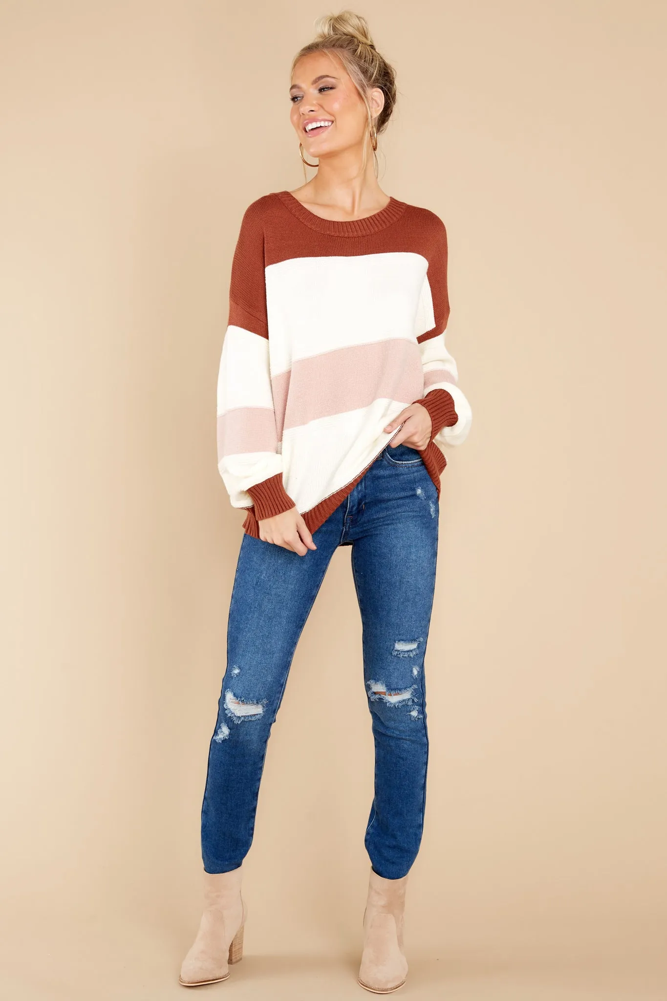 Sugar And Spice White Multi Stripe Sweater